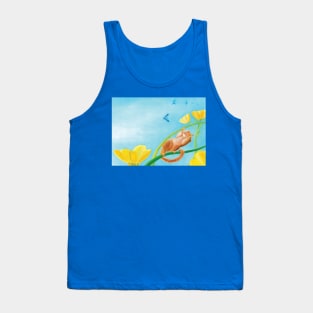 Hazel Dormouse Looking at the Birds in the Sky Illustration Tank Top